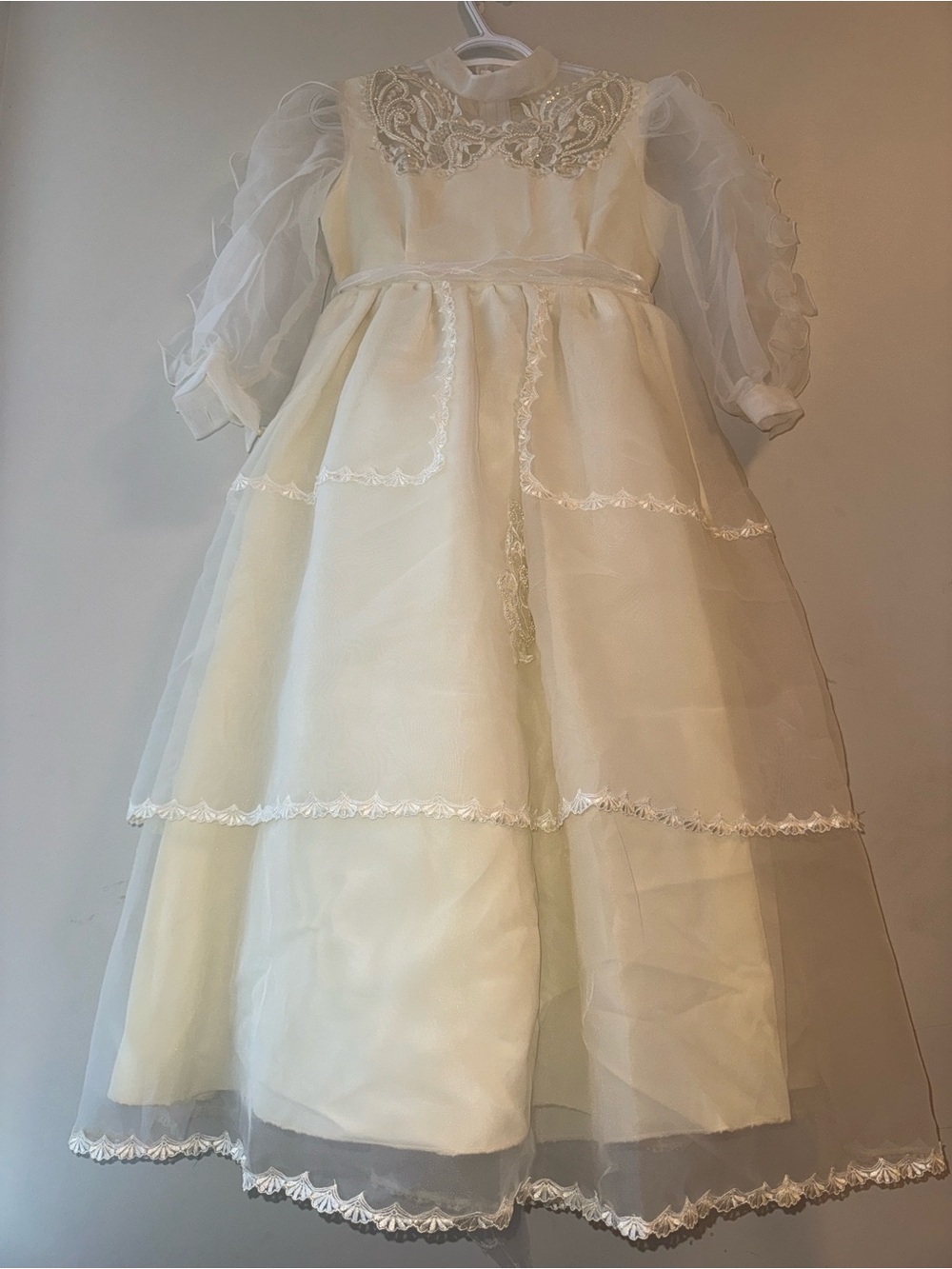 Angelina Girls Vintage White Communion Flower Girl Dress Sz 8